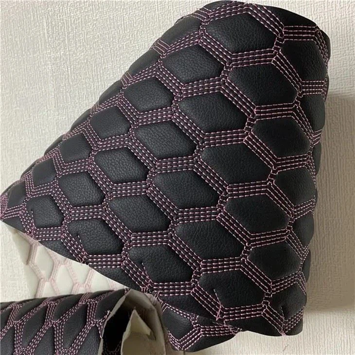 Factory Customized Stitching Sponge PVC Faux Leather Fabric Rolls For Car Mat Floor Cover 8mm Foam 160cm
