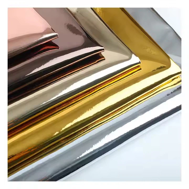 Pearlescent Metallic Leather Pu Foil Mirror Faux Leather Fabric For Handbag