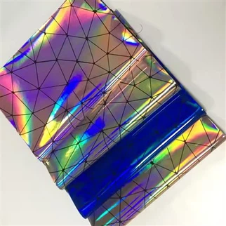 Holographic Reflective Synthetic Faux Leather Fabric PU Embossed Pattern Anti-Mildew For Bags Furniture Decorative Purpose