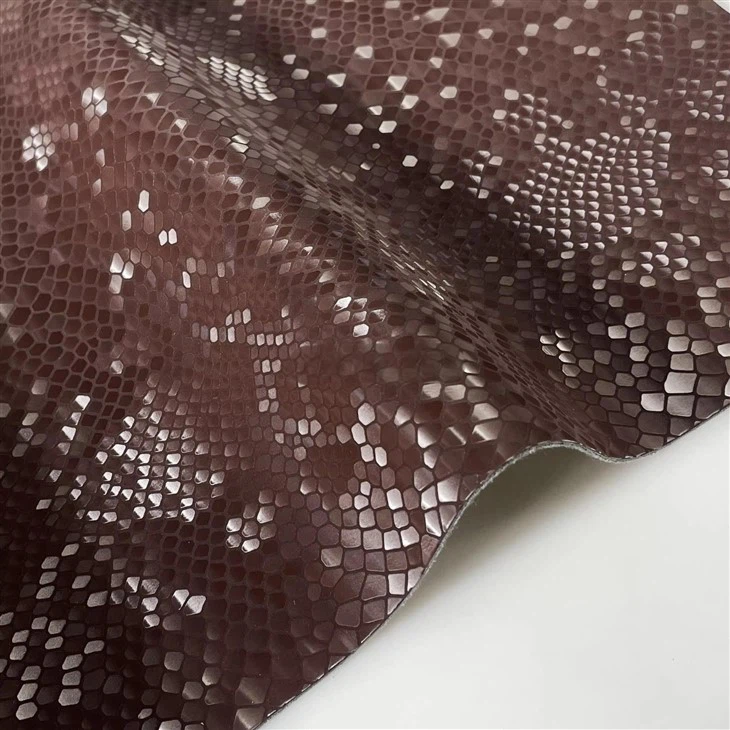 Waterproof Wear-Resistant Material For Sofa Furniture Comfortable PU Synthetic Leather Mercerized Paper Snake Feel For Luggage